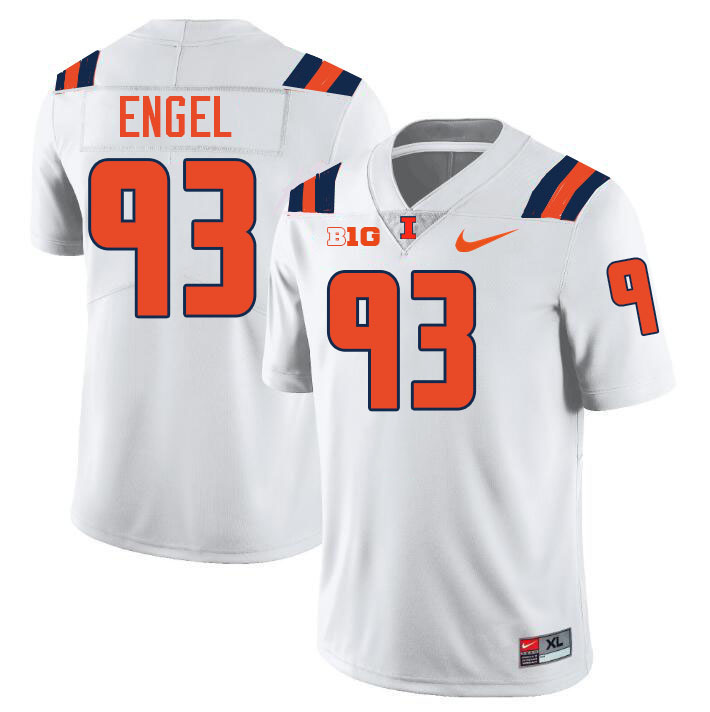 Men #93 Henry Engel Illinois Fighting Illini College Football Jerseys Stitched-White